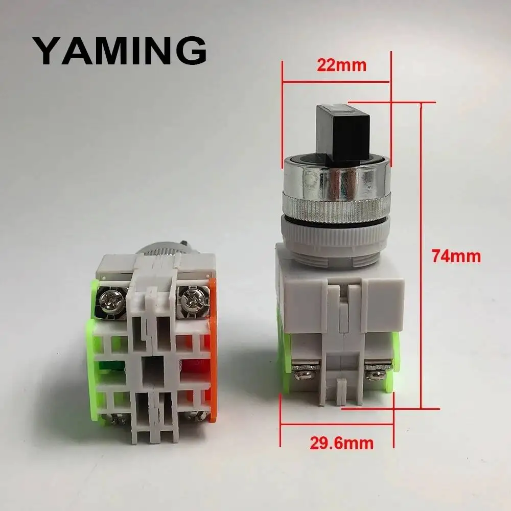 10pcs Rotary Switch Knob Button 22mm Mounting 4 Screws Terminals 2 Way Small Size 2 Position ON-OFF LAY7 LAY37 Y090-11X2