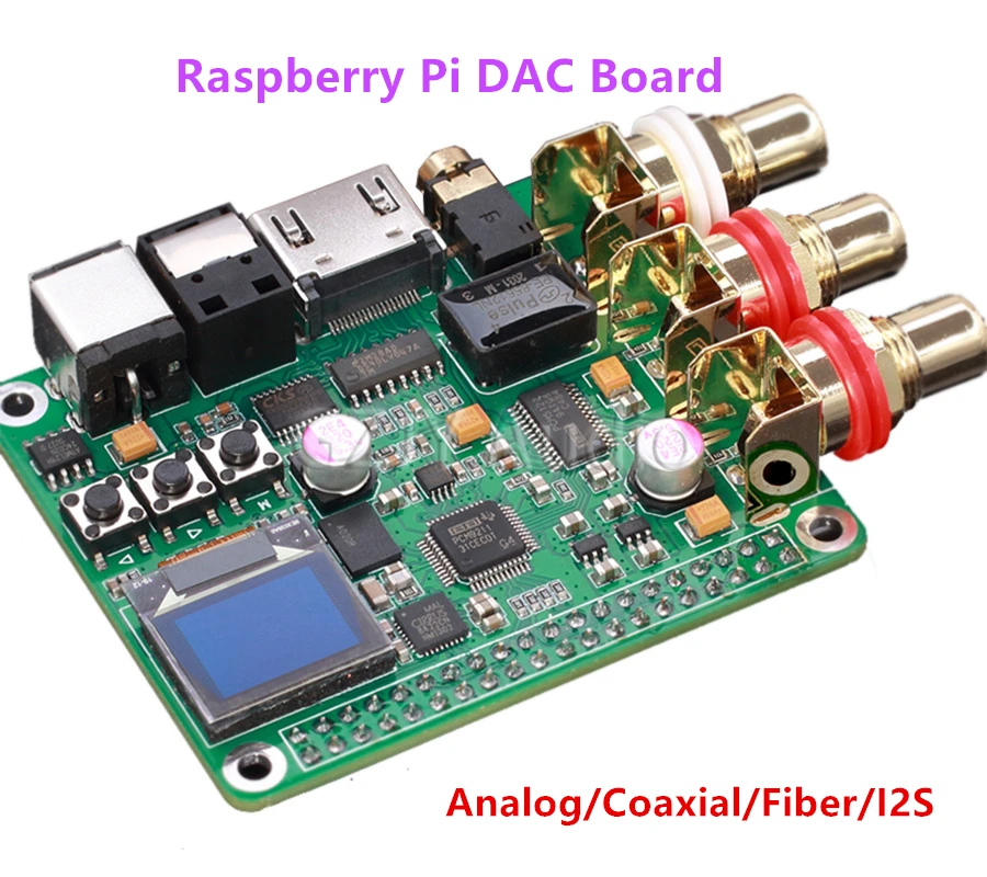 

Latest Raspberry Pi DAC Audio Decoder Board HIFI Expansion Board Supports Coaxial Fiber I2S Output 3B/3B+4B PCM 32K-192K/32Bit