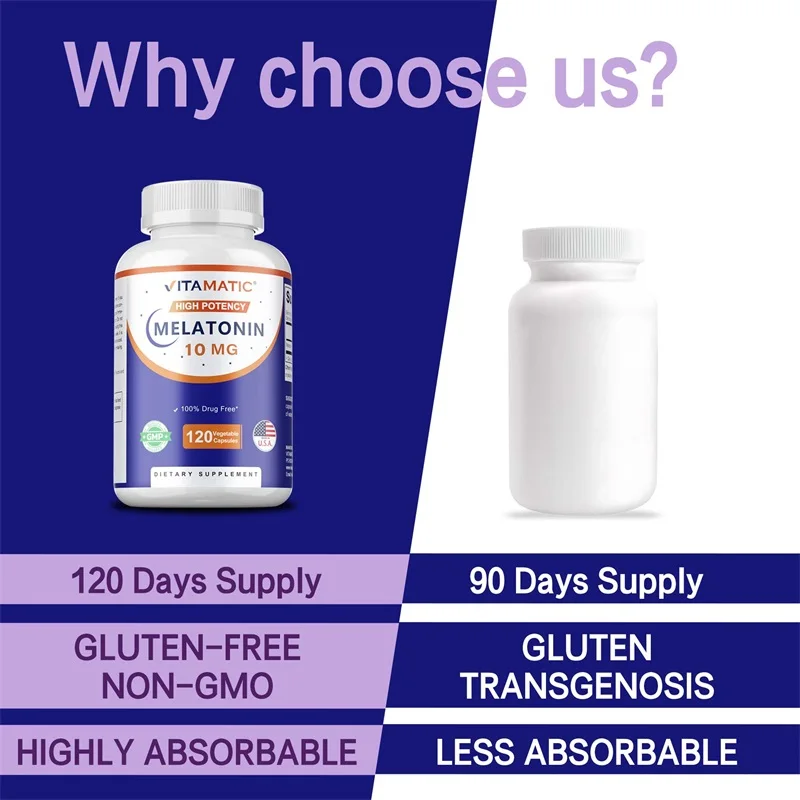 Melatonin 10 Mg - Healthy Circadian Rhythm, Supports Fall Asleep Faster, Promotes Sleep Quality Relaxation view 4