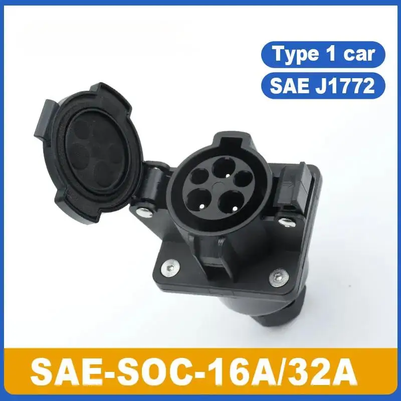 Ipo-1 conector sem cabo, SAE J1772, soquete de carregamento EV, plugue do veiculo elestrico, carregador de carro, EVSE, 32A, 50A,