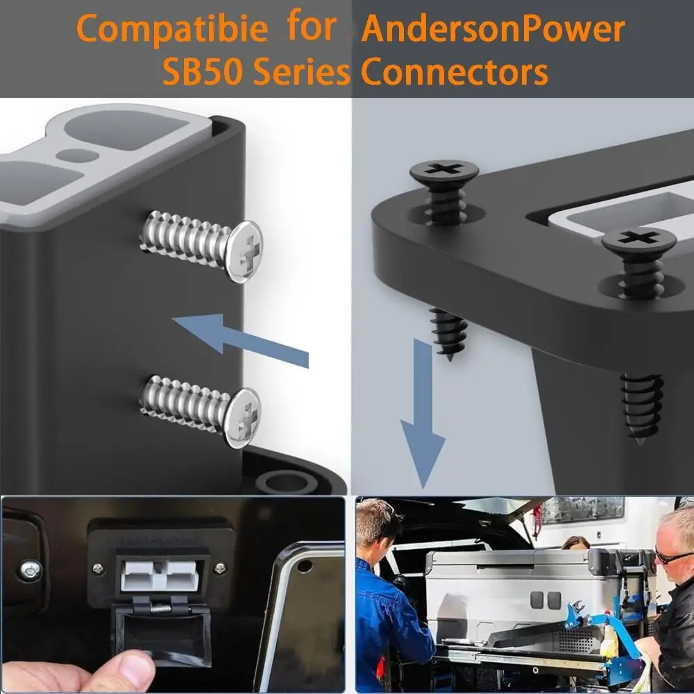 50A Battery Connector Quick Disconnect Fireproof Plug Mount Panel Waterproof Battery Terminal Kit for Anderson SB50 Series