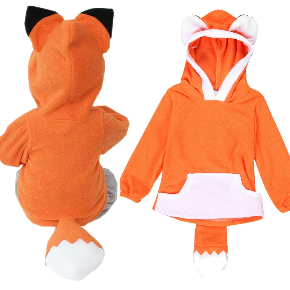 Hot Halloween Kid baby Fox and tail Cosplay Costumes For Boys Girls Children Party lovely Fox Performance Clothing