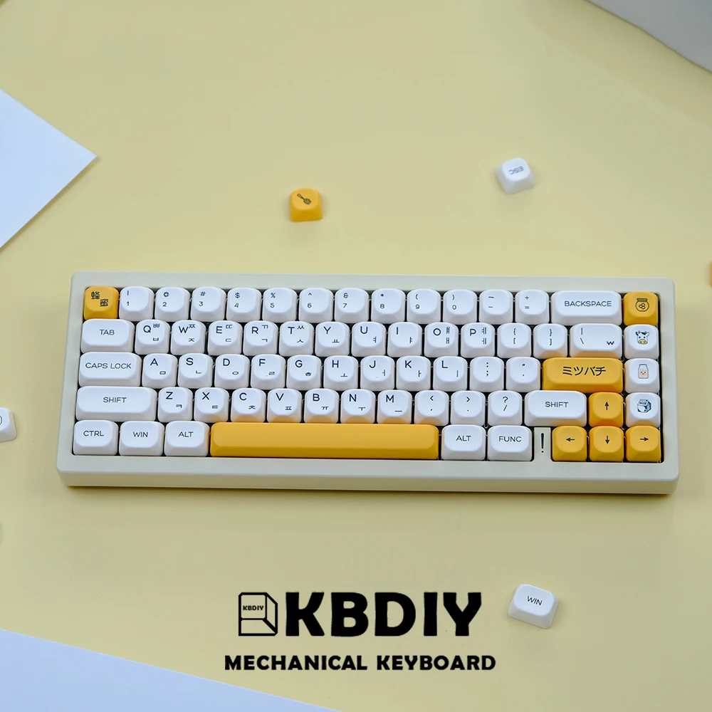 KBDiy-Teclas coreanas PBT Honey Milk, Teclados Mecânicos, MAC, Perfil KOA, Japonês, Russo, ISO personalizado 7U, 137 Teclas