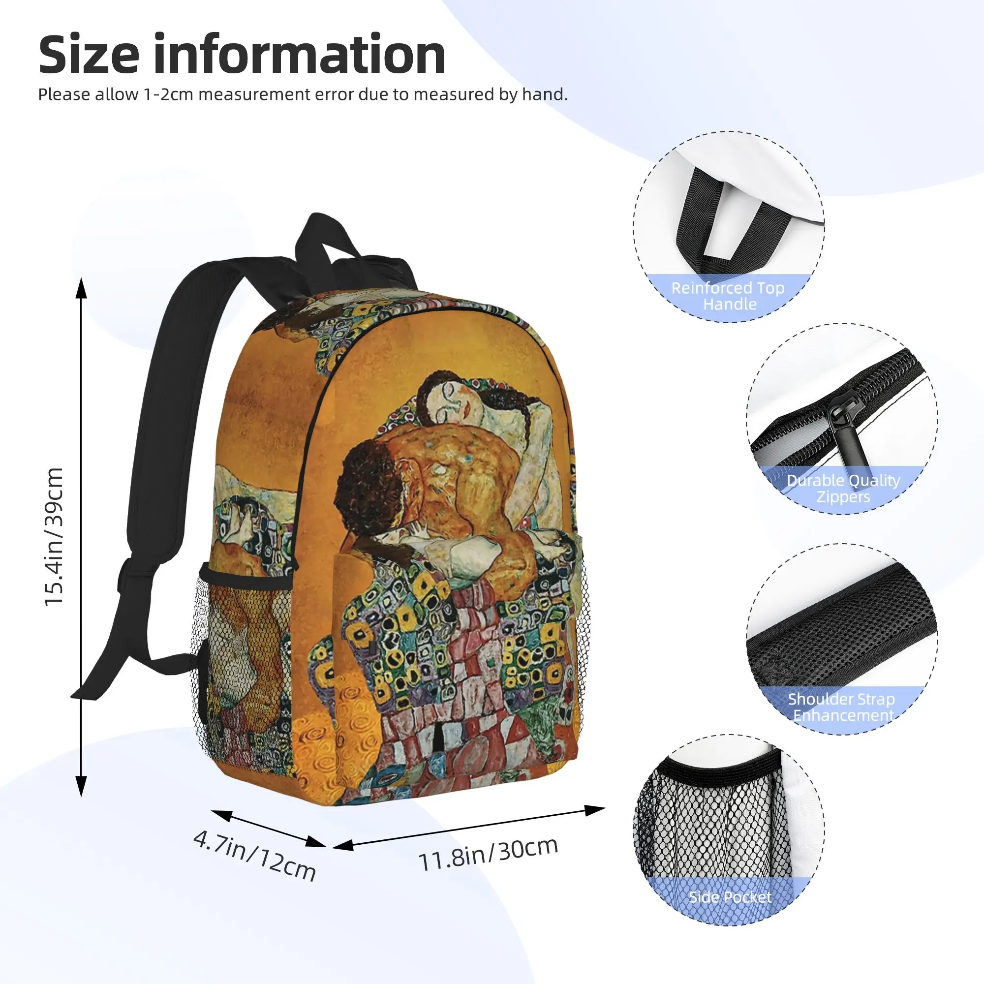 The Kiss By Gustav Klimt Backpack Hot Sale Daypack Large Capacity Boys Girls BookBag Shoulder Bags for Men Women School Bag