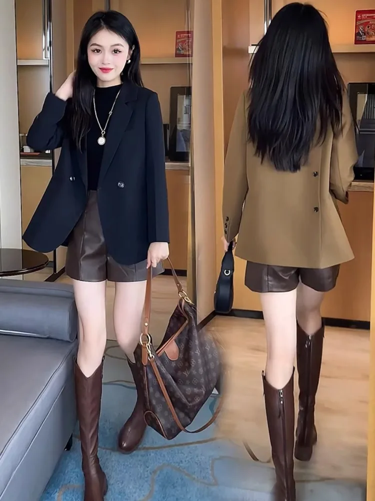 

Повседневный женский пиджак свободного кроя: стильная осенняя верхняя одежда высокого качества в уличном стиле, маленький размер