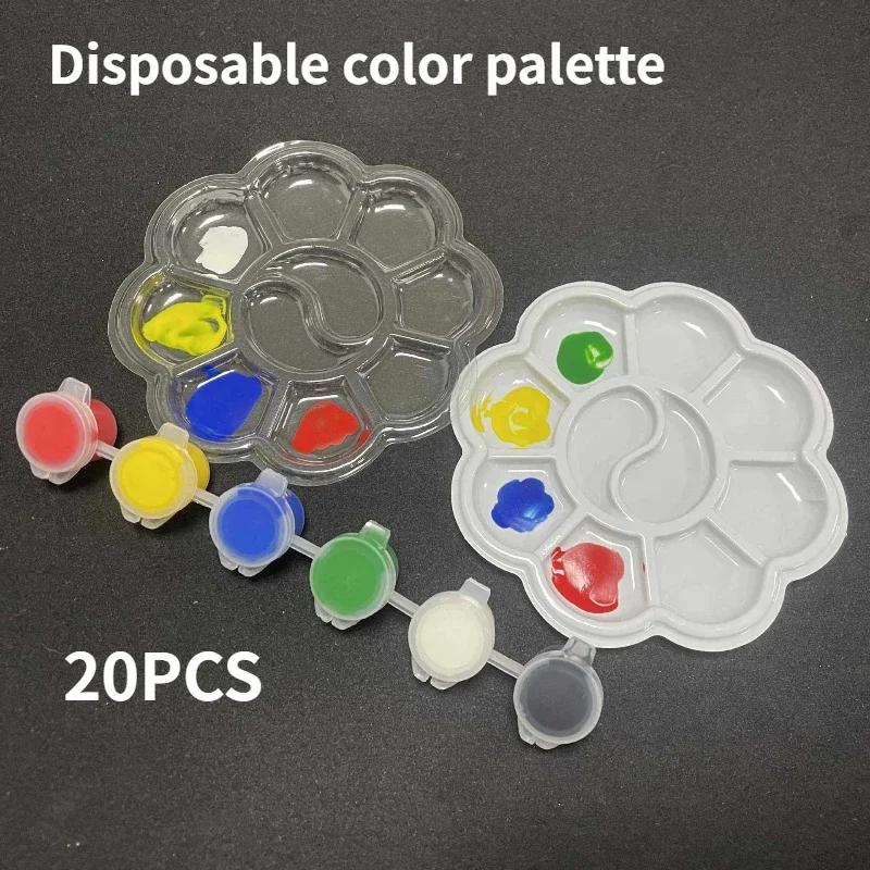 20 Stück Malpalette, waschbare Aquarell-Farbpalette, Einweg-Palette für Gouache-Ölgemälde, Pflaumenblütenform