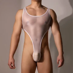 Sexy Men Shiny Thin COCk Pouch Bodysuit Oil Glossy Sheer Body Stocking Dance Tights Shaping Pantyhose Night Club Gay Wear