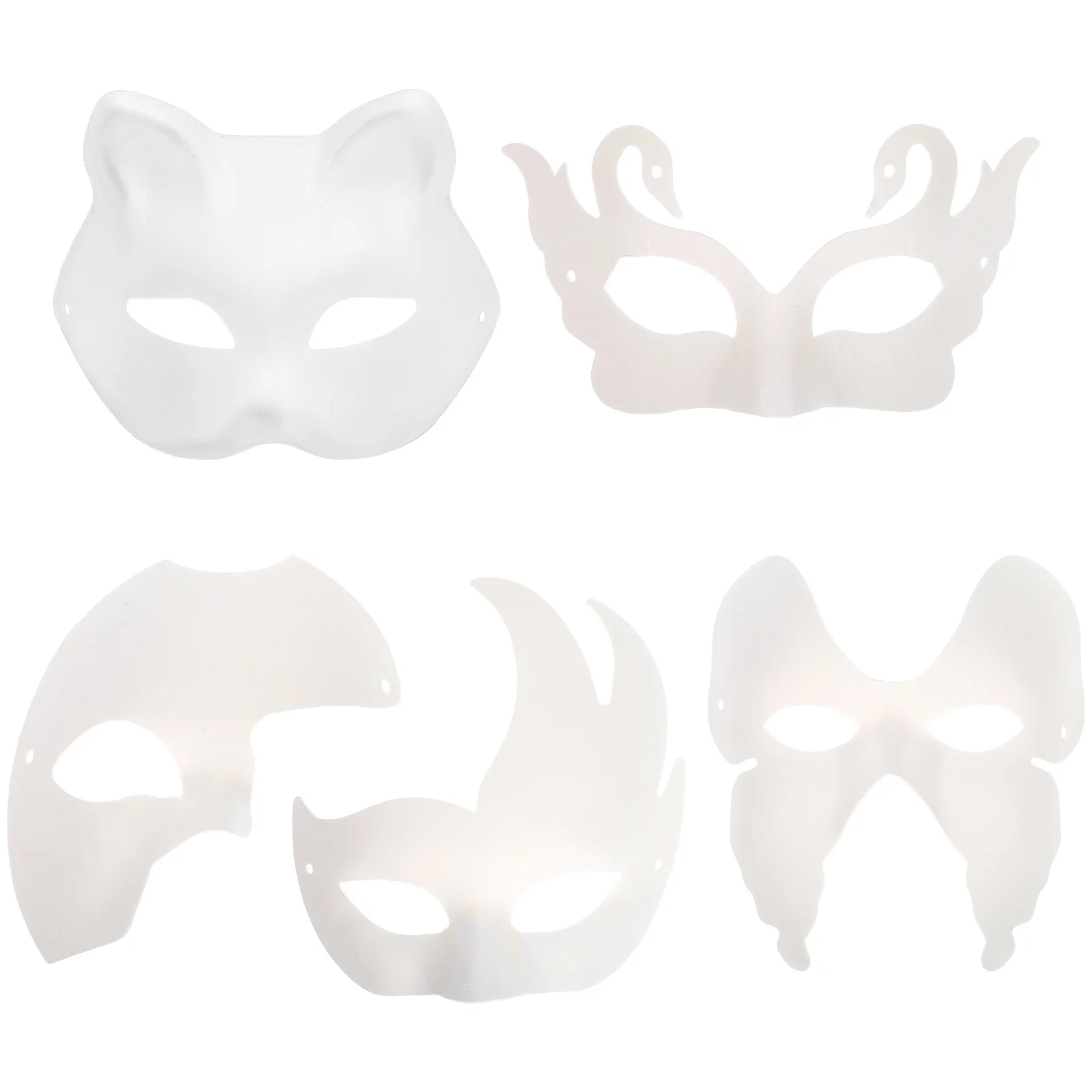 

15Pcs Blank Paper Pulp Masks DIY Paintable for Masquerade Party Halloween Mardi Gras Cosplay Events Cat Masks Facial Decoration