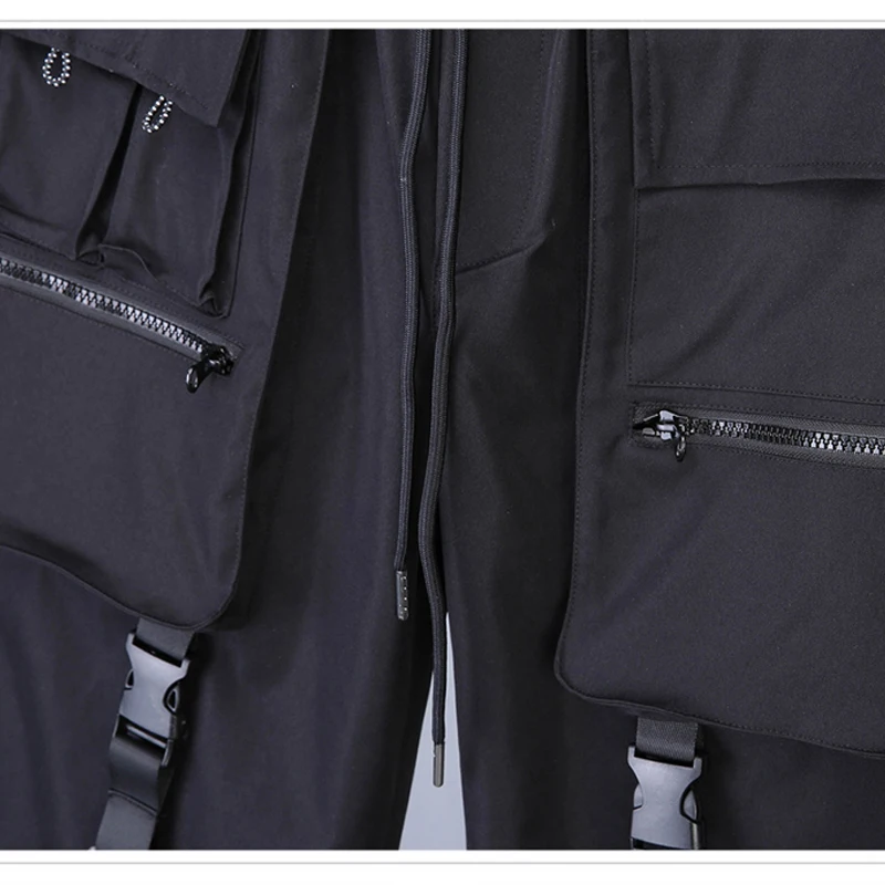 Men's Tactical Joggers with Multi-Pockets 2026 New Cargo Pants Streetwear Black Loose Harem Trousers Techwear Elastic Waist