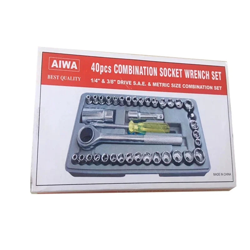 40-piece Manual Hardware Tool Set Machine Repair Socket Wrench Auto Repair Tool Set