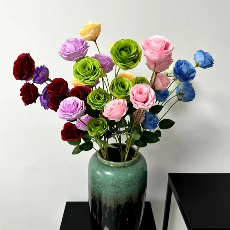 

Rose small head artificial flower wedding hall layout decoration home photography 6 head exquisite artificial flower
