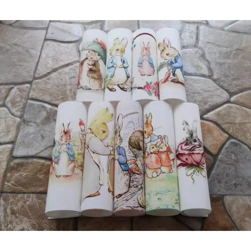 15X15cm Rabbit Family Patchwork Cotton Canvas Fabric Cartoon for DIY Sewing & Quilting Purse Book Cover Home Decoration Material