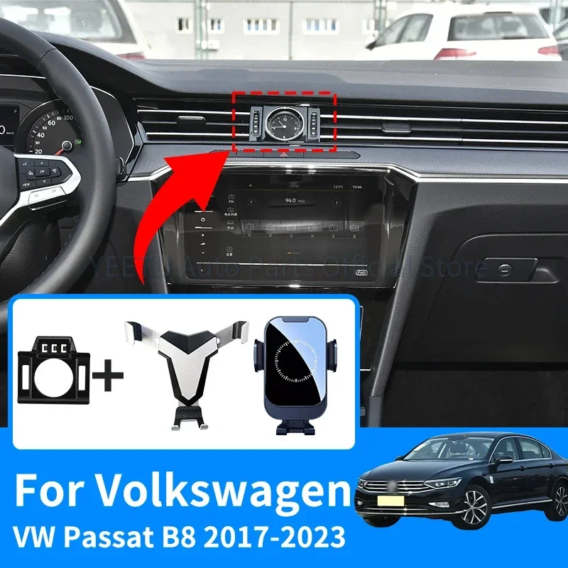 ที่วางโทรศัพท์สำหรับ Volkswagen VW Passat B8 2017-2021 2022 2023ติดช่องแอร์ที่ยึดจีพีเอสอุปกรณ์เสริมรถยนต์ยึดโทรศัพท์มือถือ