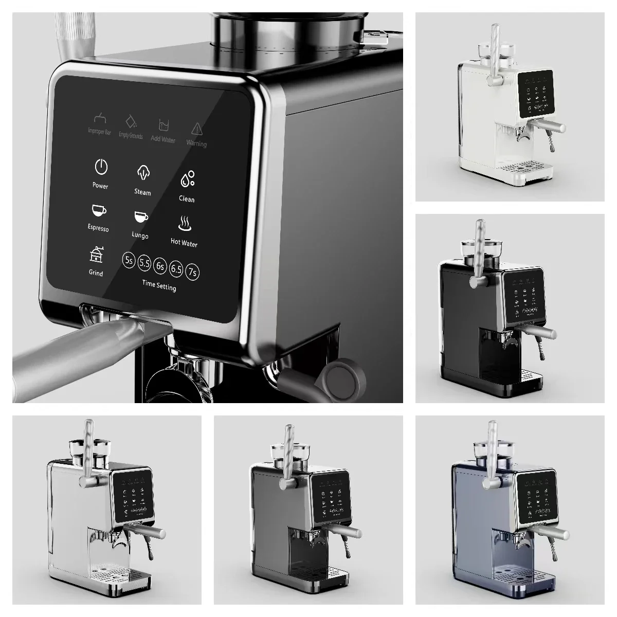 New Design 3 In 1 Coffee Machine Semi Automatic Temperature PlD Home Espresso Coffee Makers Machines With Bean Grinder