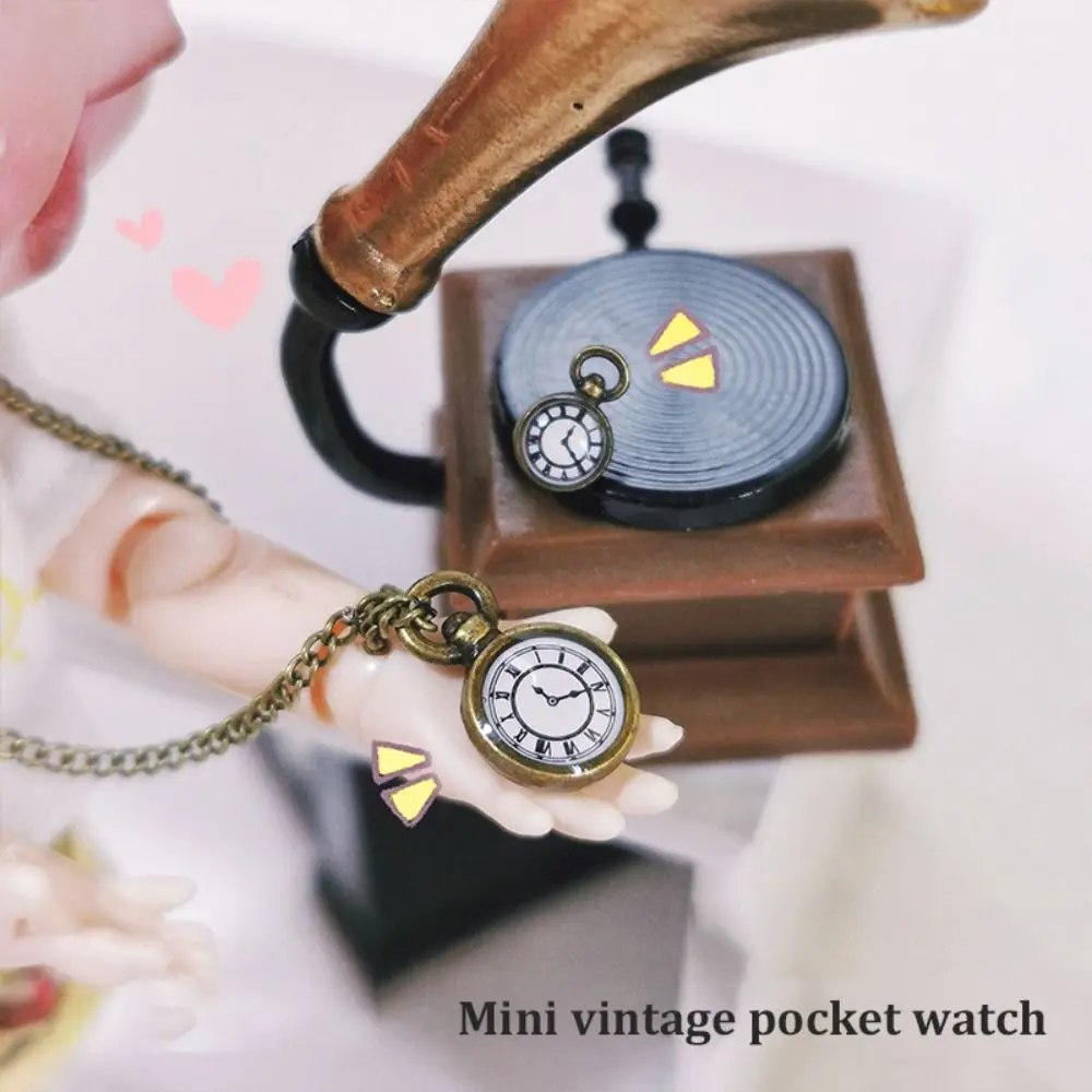 Mini Necklace 1/12 Dollhouse Simulation Vintage Pocket Watch Alloy Dollhouse Decoration Dolls House Accessories