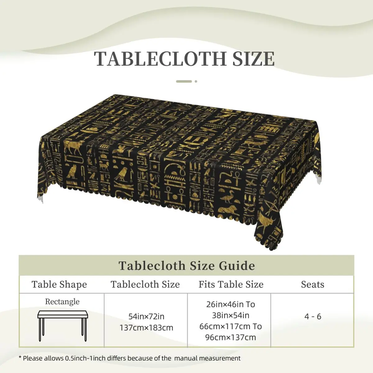 Ancient Egyptian Gods And Hieroglyphs Customized Rectangular Tablecloth Oilproof Table Cover for Dining Events Table Cloth