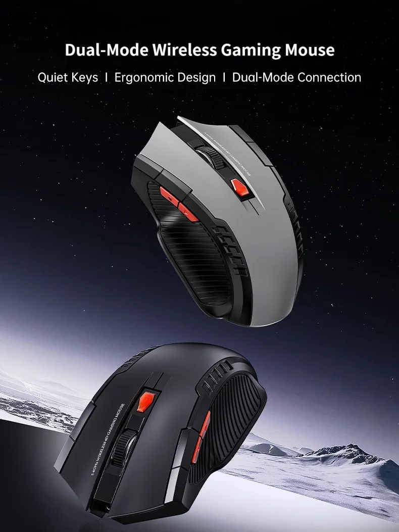 NEXUSCLICK Kabellose Optoelektronische Maus, 1600DPI 6 Geräuschlose Klicks Neue Gaming- und Bastelgeschenk-Maus auf Lager USB-Empfänger für Büro und Gamer