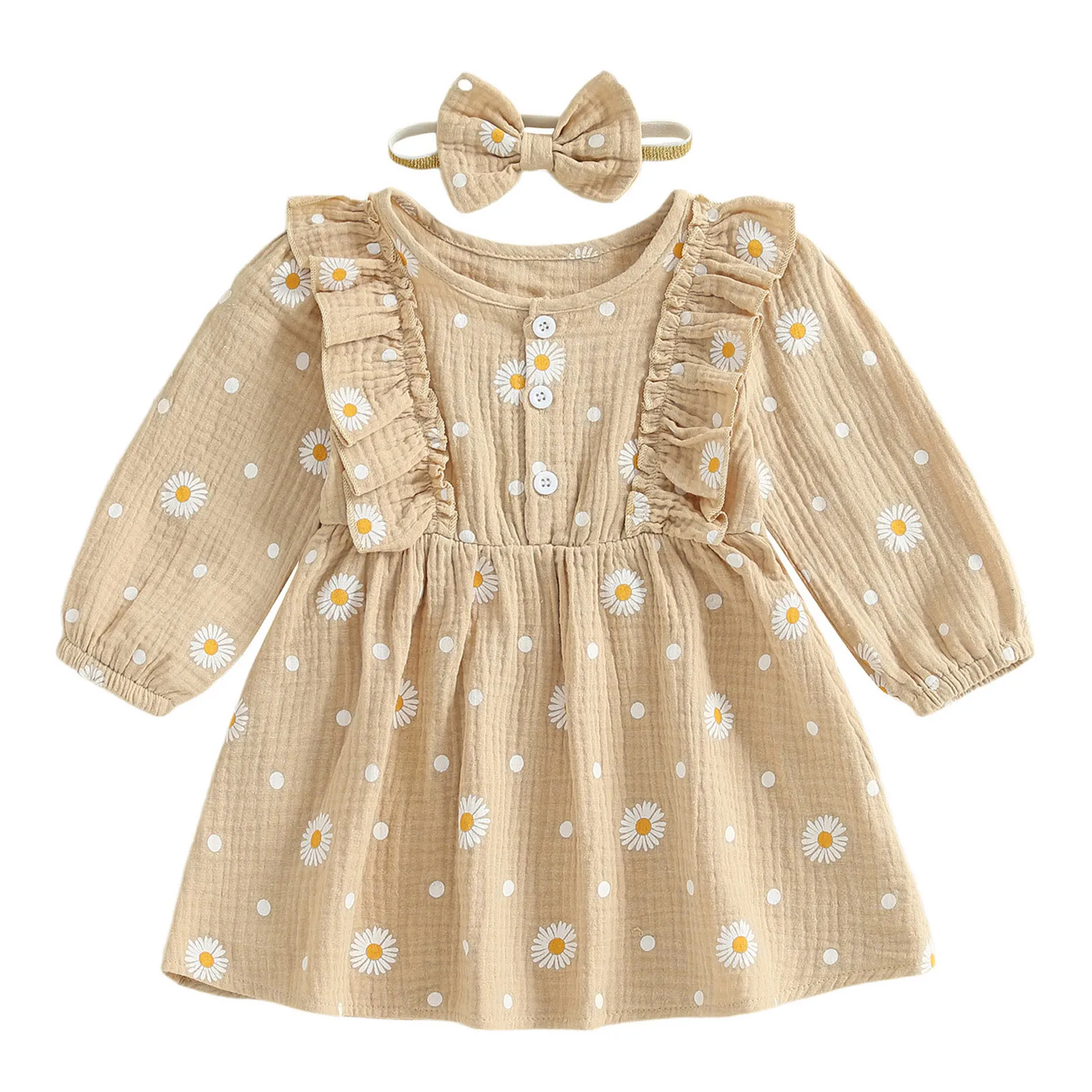 

Jean Dress Baby Girl Skirt With Flying Sleeves And Floral Print Jumpsuit For Infants And Young Children Girl Dress 8