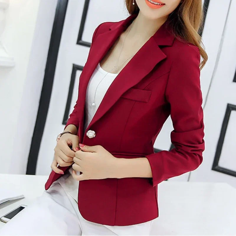 Women Korea Blazer 2024 Formal Slim Black Blazers Office Lady Work Suit Pockets Jackets Coat Female Casual Short Blazer Femme