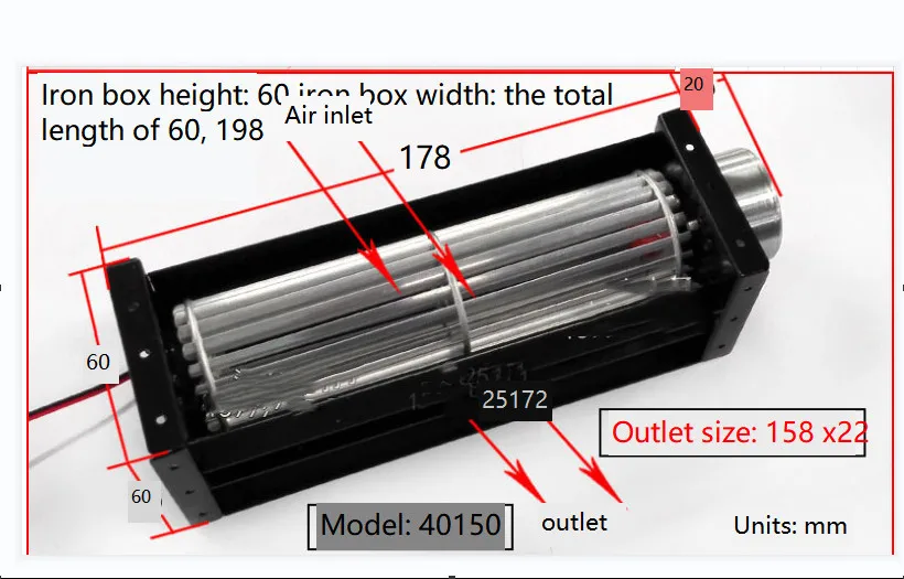 DC cross-flow fan 12V 24V ball bearing ventilation small blower