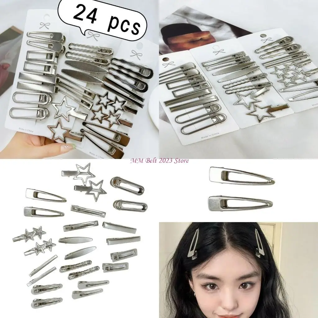 

49ME Металлическая заколка для волос со звездой 2000-х годов Субкультуры Аниме Шпилька Модное украшение для волос 24 шт.
