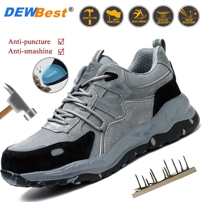 New four seasons light soft wear shoes lightweight steel head anti-smash anti-puncture comfortable safety work insulated shoes