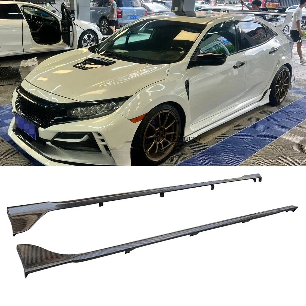 

Carbon Fiber MU Style Side Skirts Extension Lip Chin Spoiler Front Splitter for 10TH FK8 Type R 2016+