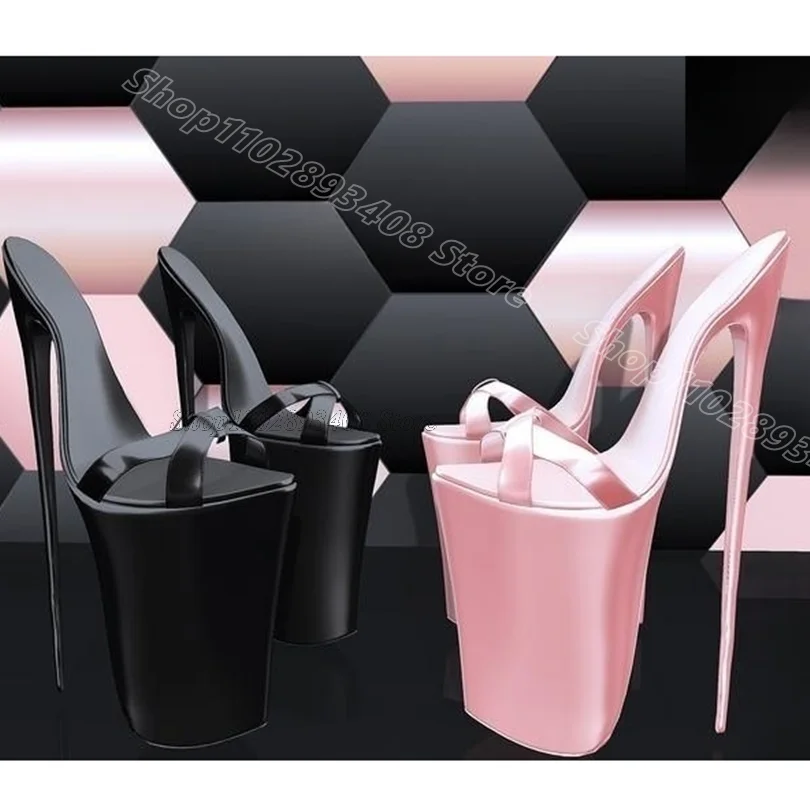 

Pink Platform Slip on Slippers Open Toe Stiletto British Style Summer Fashion Women Dress Party Shoes 2025 Zapatos Para Mujere
