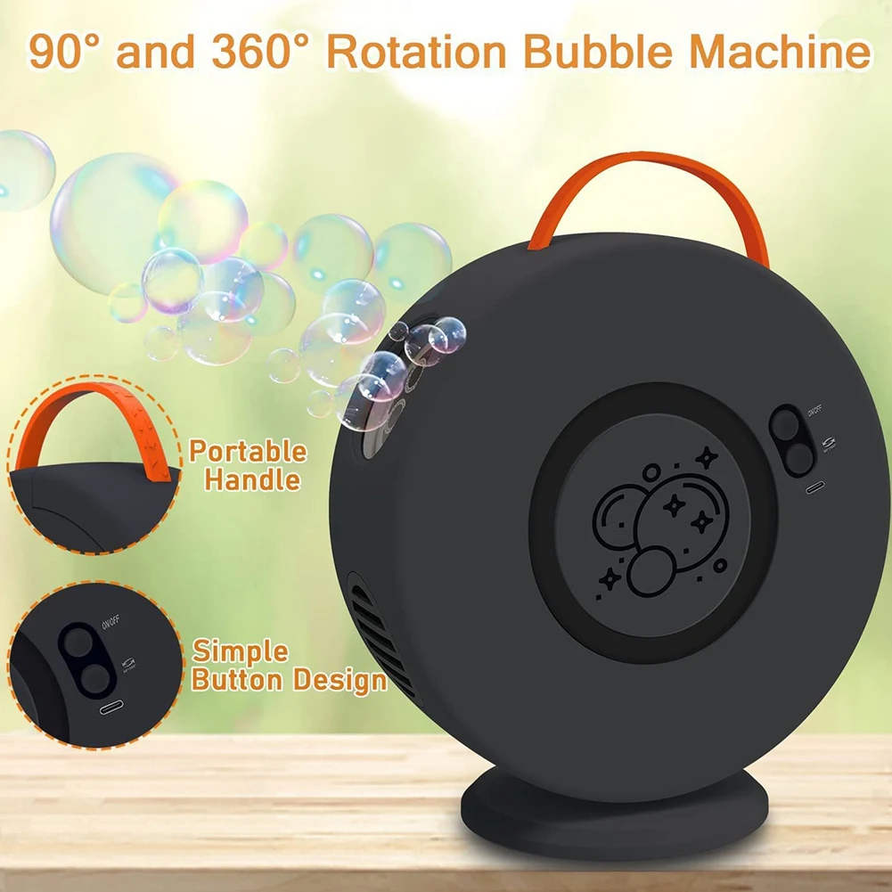 Bubble Machine For Kids , Rechargeable Bubbles Blower Maker For Outdoor , Automatic Rotating 90°&360° Bubble Toys