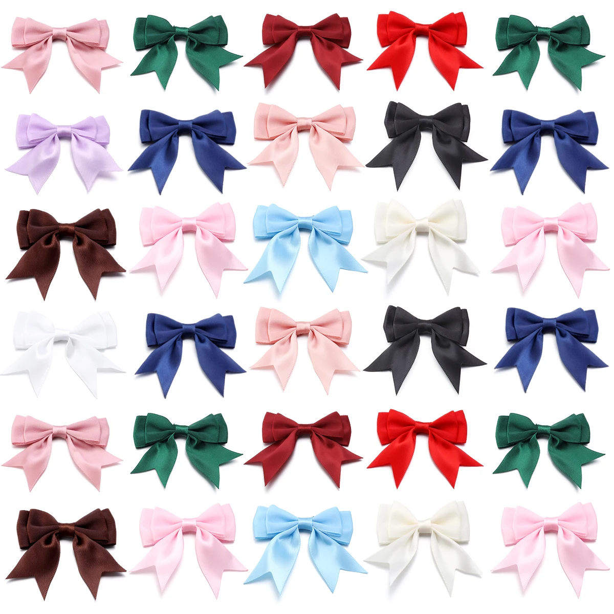 10pcs/lot Satin Ribbon Bows Colored Double Layer Bowknot For DIY Crafts Headwear Clothing Wedding Party Decoration Accessories