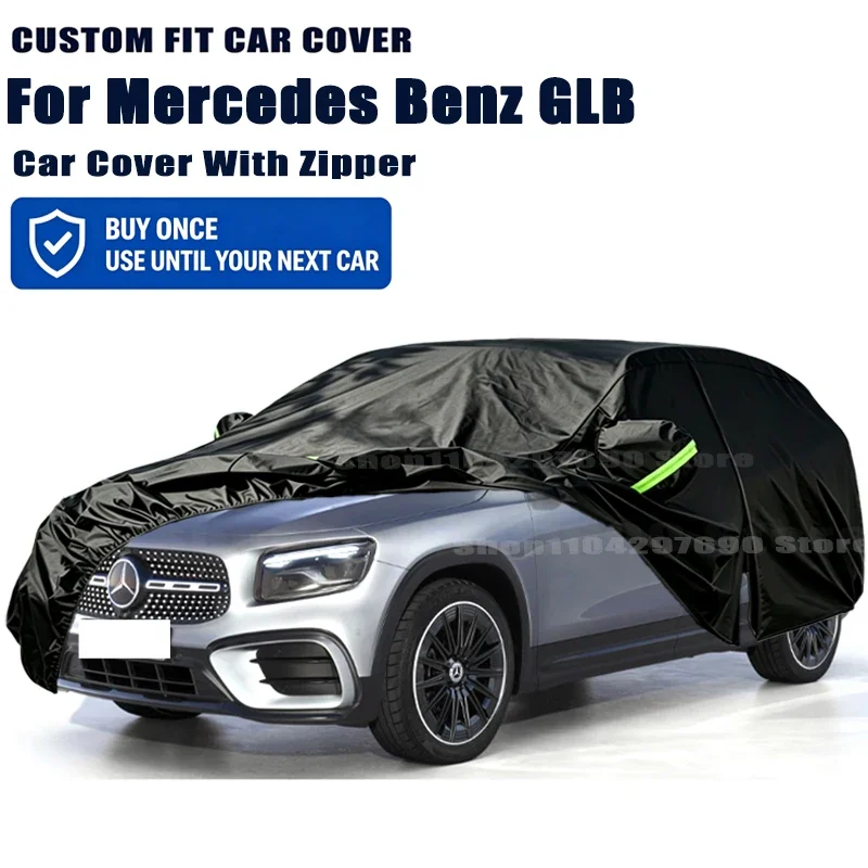 For Mercedes Benz GLB 220 250 X247 Car Cover With Door Zipper Waterproof Snow Rain Sunshade Anti-UV Dustproof Outdoor Protector