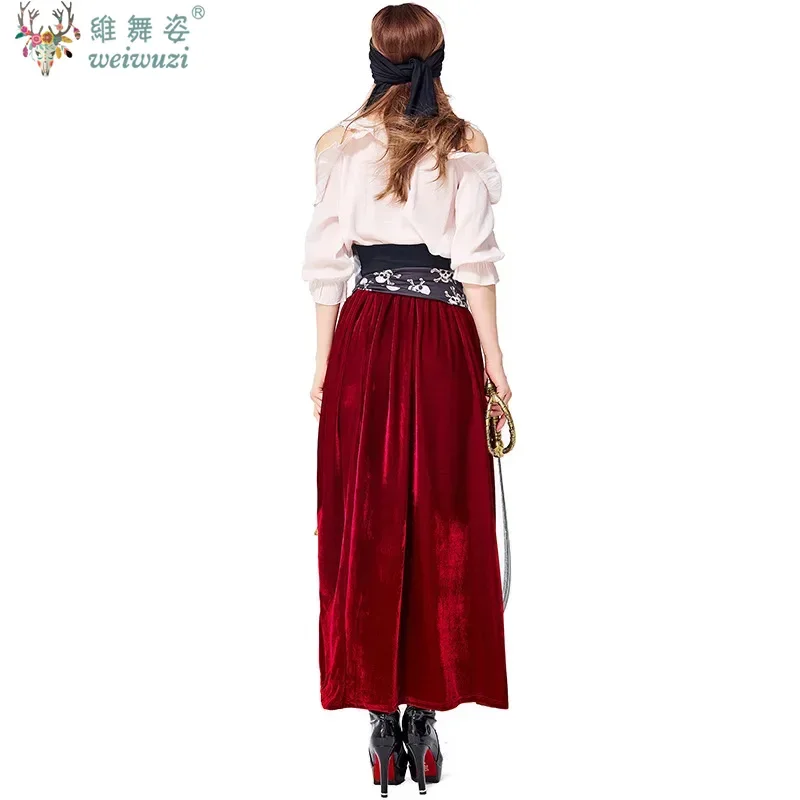 أنثى قراصنة الكاريبي الكابتن تأثيري حلي هالوين البدلة القوطية جاك امرأة فستان بتصميم حالم لعب الأدوار تأثيري البدلة يتوهم #2