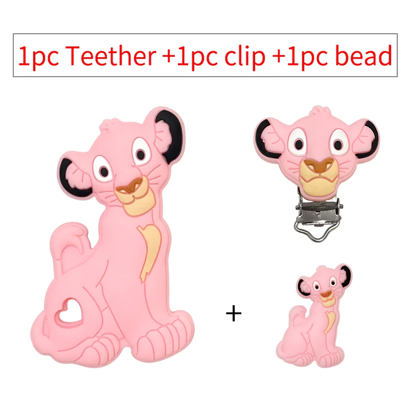 3-teiliges Set Silikon-Cartoon-Beißring Nippelclip-Perlen DIY Schnullerketten-Clips Perlen Geschenk Schmuckzubehör