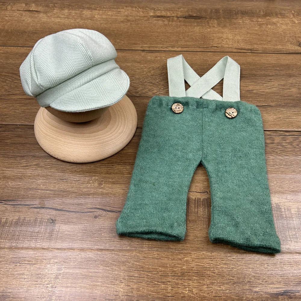 ❤️ Neugeborene Fotografie Kleidung Hut Hosenträger 2 teile/satz Studio Baby Jungen Foto Requisiten Zubehör Kleidung Outfits Fotografia