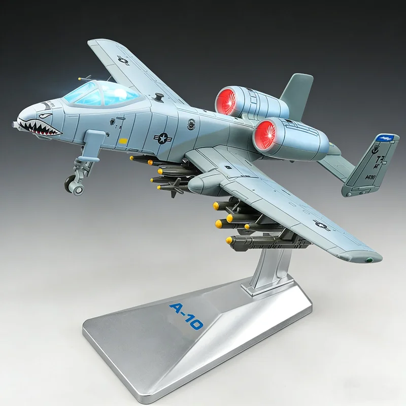 

Металлическая модель самолета-истребителя A-10 Warthog: стратегический бомбардировщик, боевой самолет, модель самолета для атаки и поддержки, со звуком и светом, детская игрушка