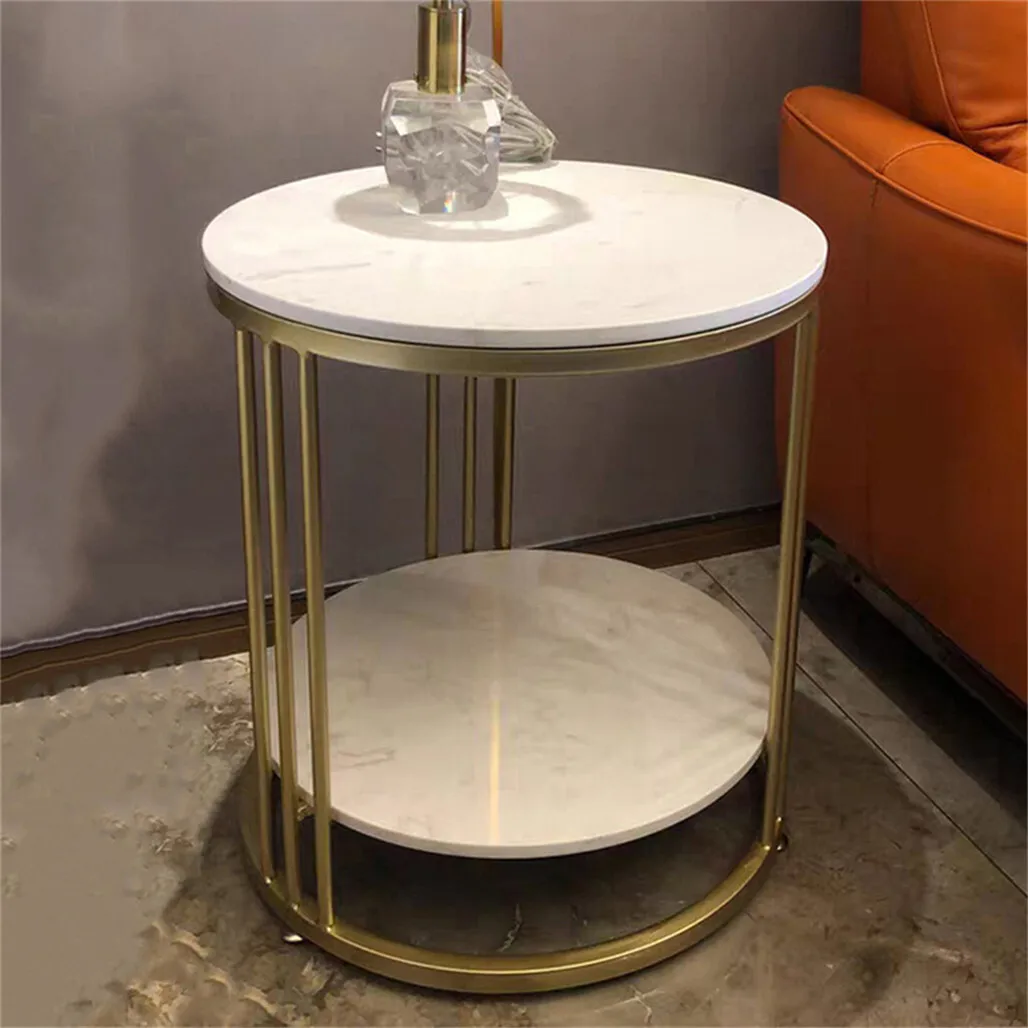 

Delicate 2 Tier Gold Side End Table Marble Round Accent Furniture Bedside Table