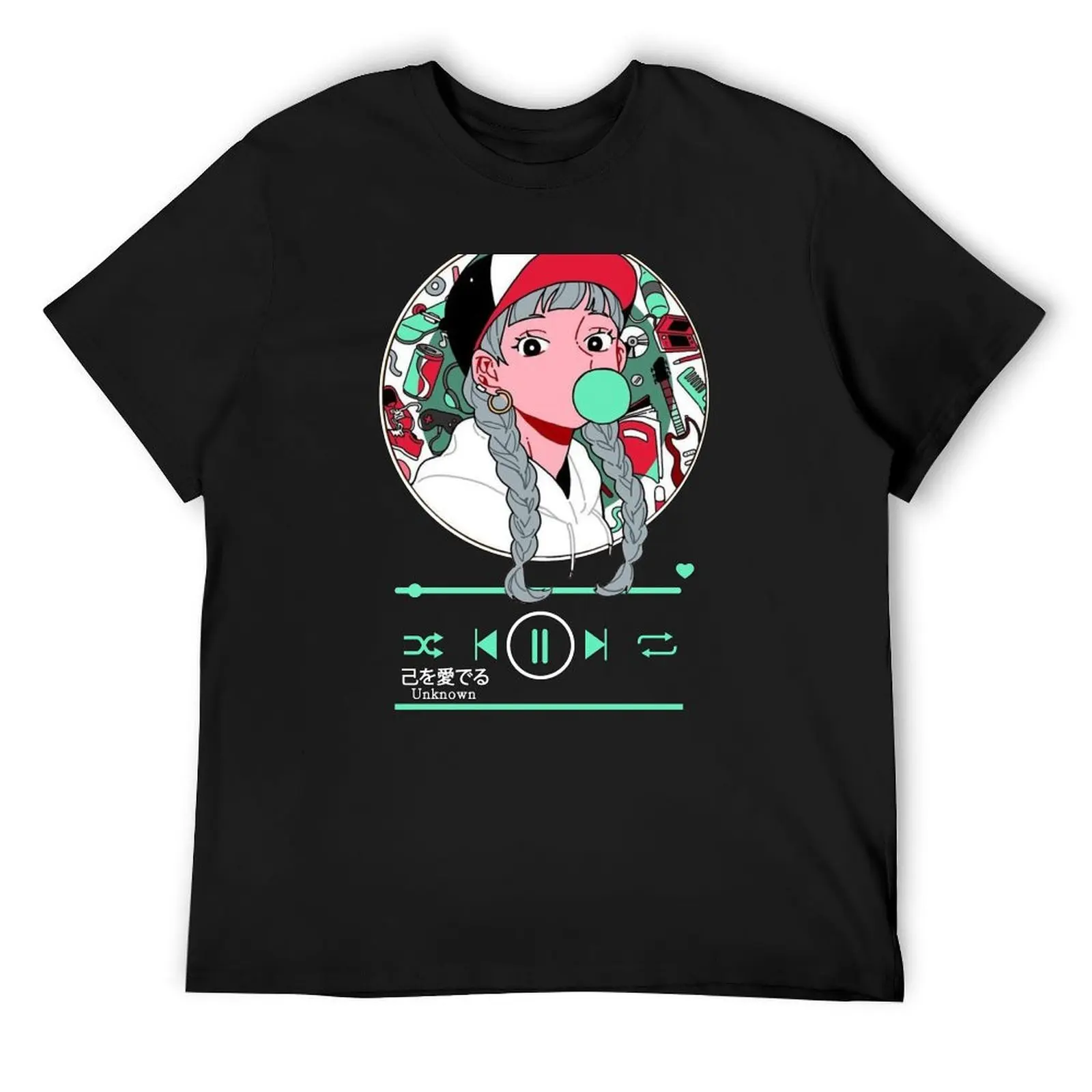 

Anime Girl Japanese Aesthetic anime Otaku Music player Theme T-Shirt anime for a boy vintage t shirts outfits for men