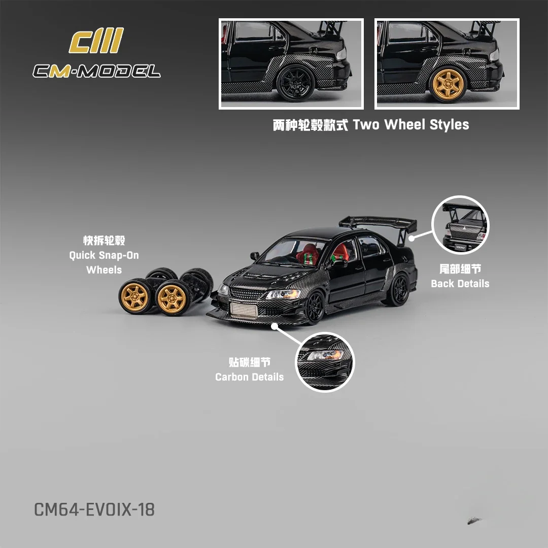 **Pre-order **CM MODEL 1:64 EVO IX Voltex Black Diecast Model Car