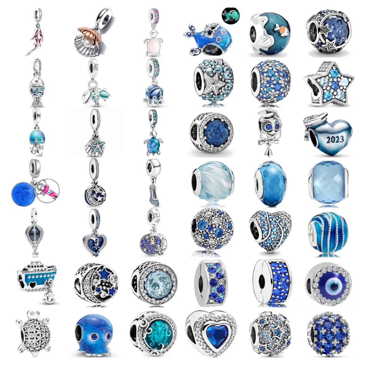 

Europe NEW 925 Plated Silver Turtle Fish Pendant Charm Ship Star Bead Fit Original Pan thin Bracelet Jewelry For Gift