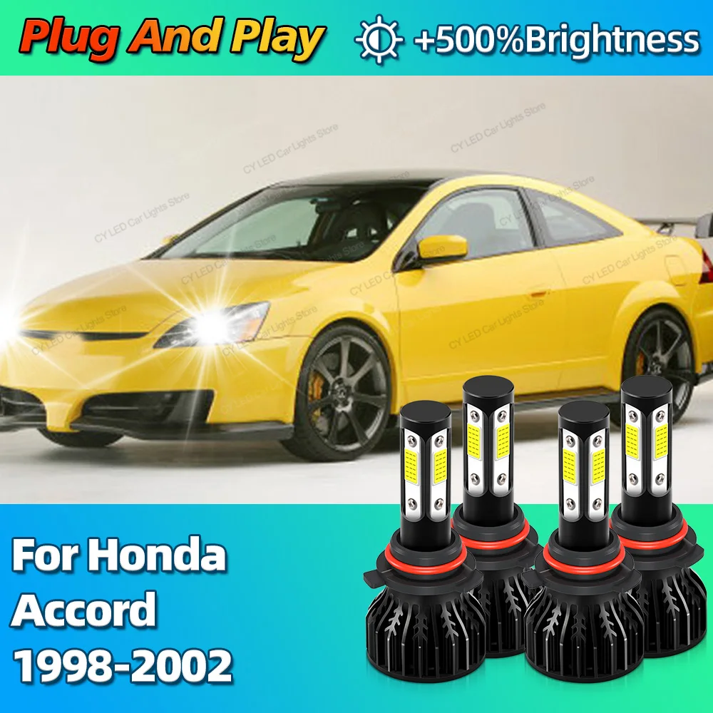 

2/4Pcs Turbo LED Bublbs CANBUS Lights 30000Lm HB3 HB4 Car Headlight For Honda Accord 1998 1999 2000 2001 2002 6000K Lamp