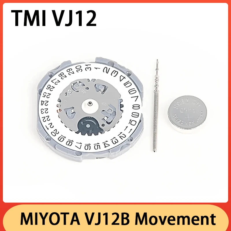 Jam tangan asli TMI VJ12 gerakan VJ12B gerakan kuarsa 3 Tangan tanggal pada 3/6 Jepang aksesori pergerakan pergerakan dengan baterai