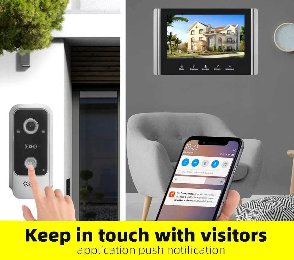 7 Inch Tuya Smart WIFI Video Intercom Doorman Wireless Doorbell Camera RFID Card Unlock Door Entry System for Home Apartment