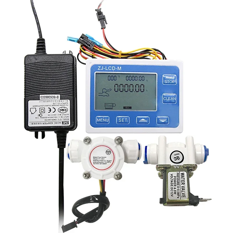 

Светодиодный Прибор Количественного Контроллера Потока Цифровой Дисплей + 3/8 "ПЭ Датчик Потока Воды + 3/8" Соленоидный Клапан