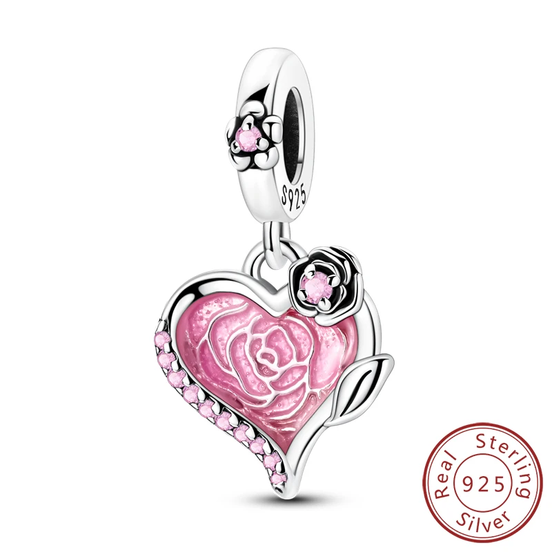 Original 925 Sterling Silber Herz Liebe Charms Perlen Anhänger Fit Original Armband Halskette DIY Charms Frauen Mann Schmuck Geschenk
