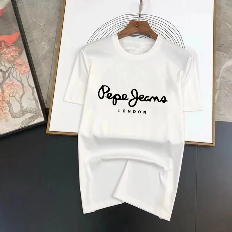 Fashionable Men's Classic Basic T-shirt Simple Letter Printed Short-sleeved Tops Breathable Daily Tee Vintage Male Streetwear