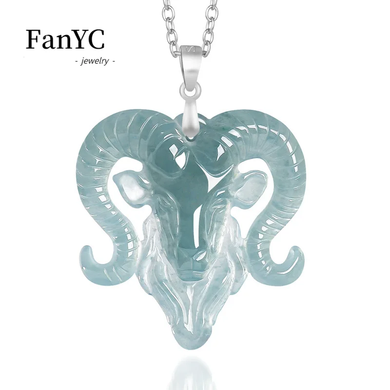Natural Grade A Jadeite Leader Sheep Pendant Hand-Carved Stylish and Exquisite Ice-Type Jade Necklace Unisex Holiday Gift