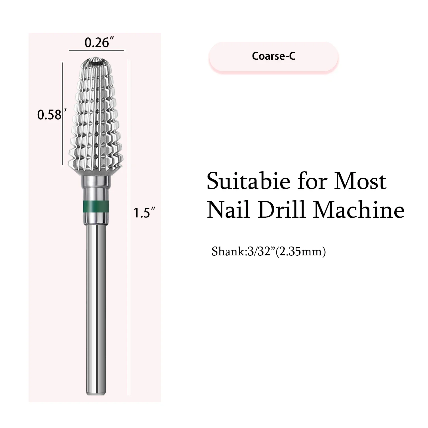 New 5 in 1 Nail Drill Bits Purple Tungsten 3/32\