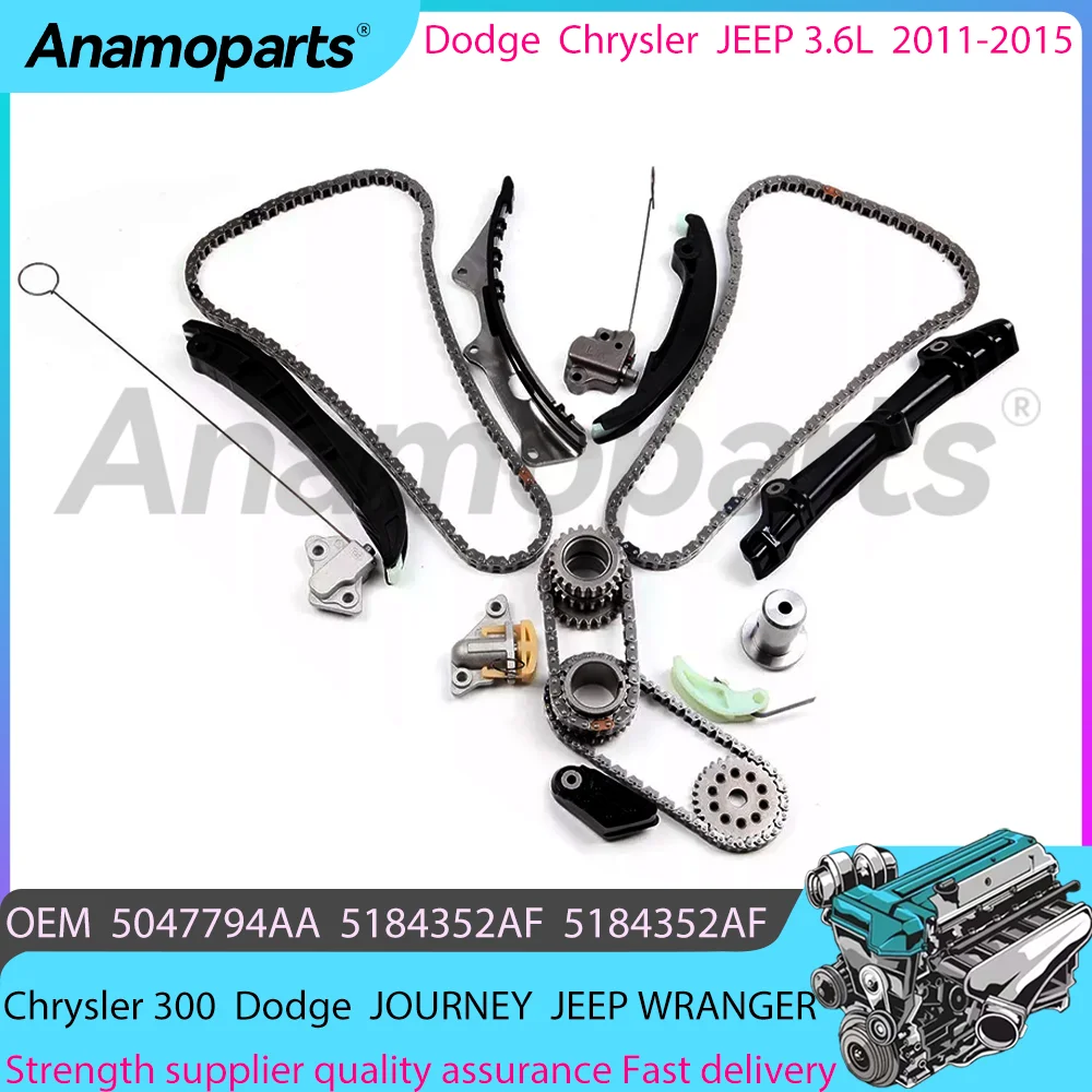 Kit de tensor da corrente de distribuição para peças de motor compatível com Chrysler 300, Dodge Challenger e Jeep Wrangler 3.6L V6 DOHC 2011-2015, código 5047886AA.