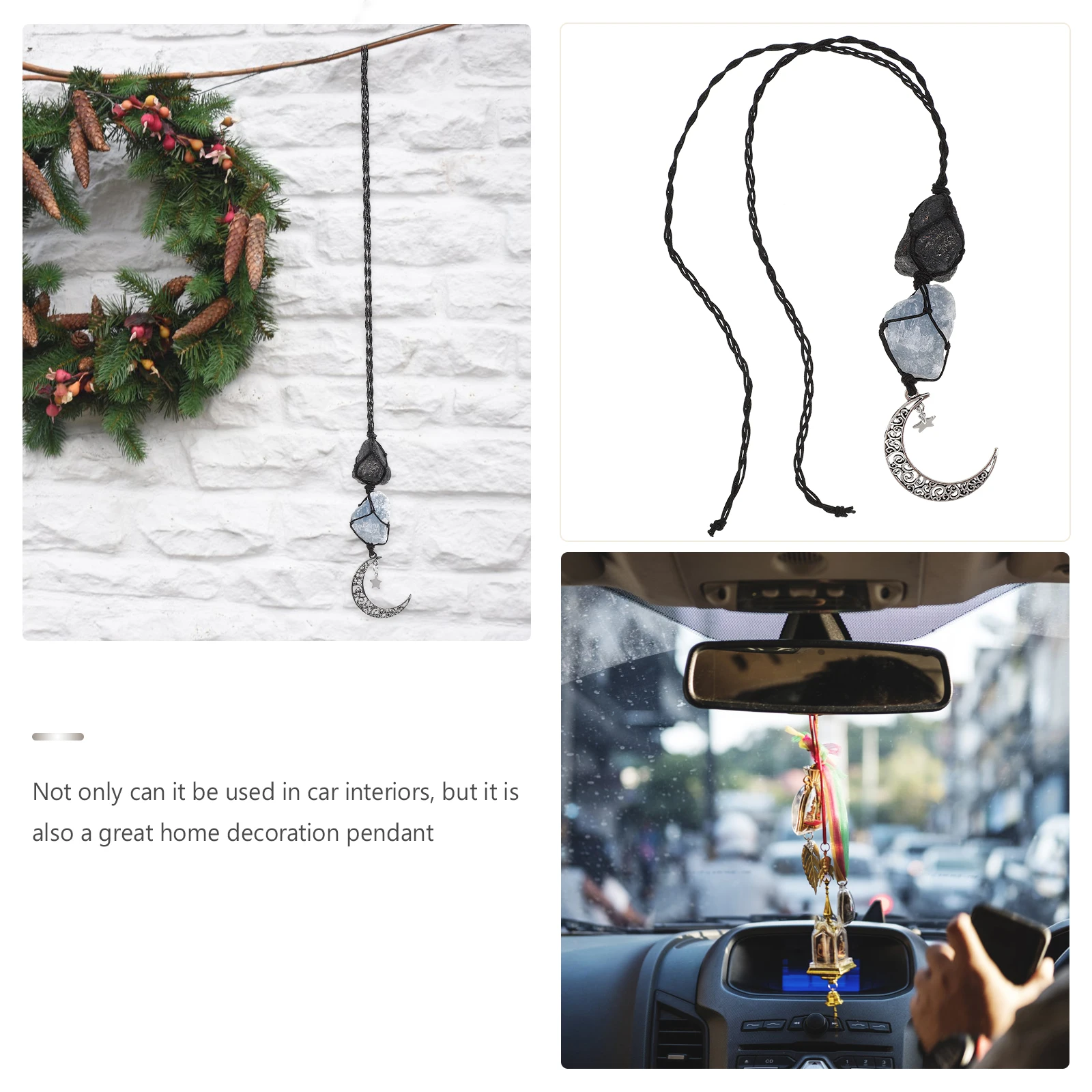 

Crystal Car Accessories Mirror Ornament Prism Rearview Ornaments Rough Hanging Charm Interior Decor