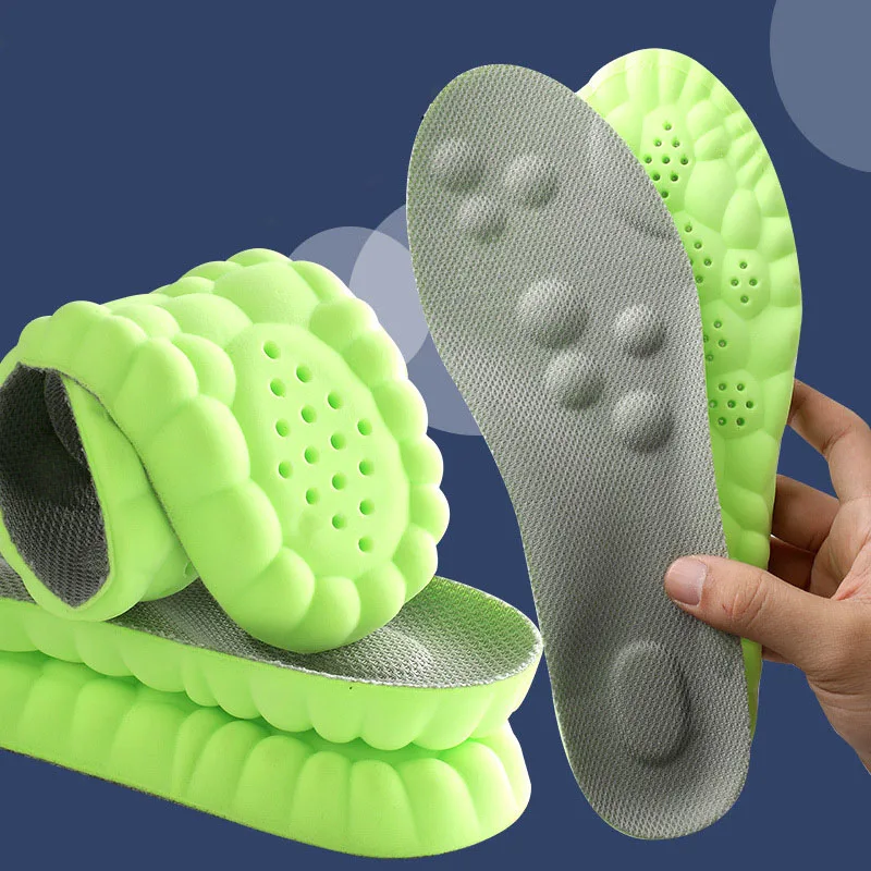 1 par 4d palmilhas de massagem para sapatos esportivos super macio adultos correndo cesta sapato sola arco apoio inserções ortopédicas unisex